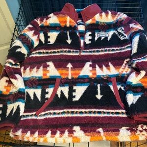Hooey Colorful Patterned Zip-Up Sweater